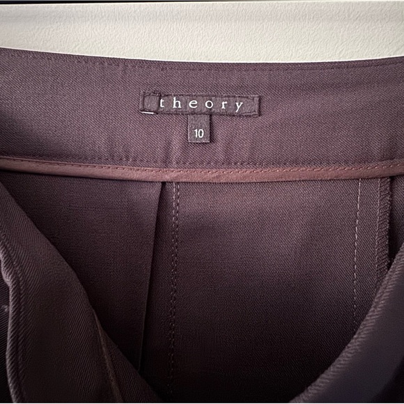 THEORY MIDI PLEATED WOOL SKIRT BROWN SIZE 10 GUC - Picture 5 of 7